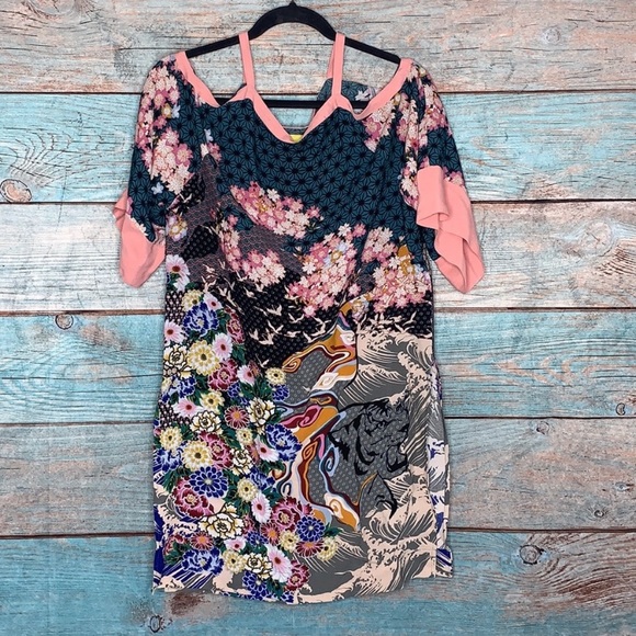 Anthropologie Maeve Kai Kimono Tunic Dress X Small Floral - Picture 2 of 8